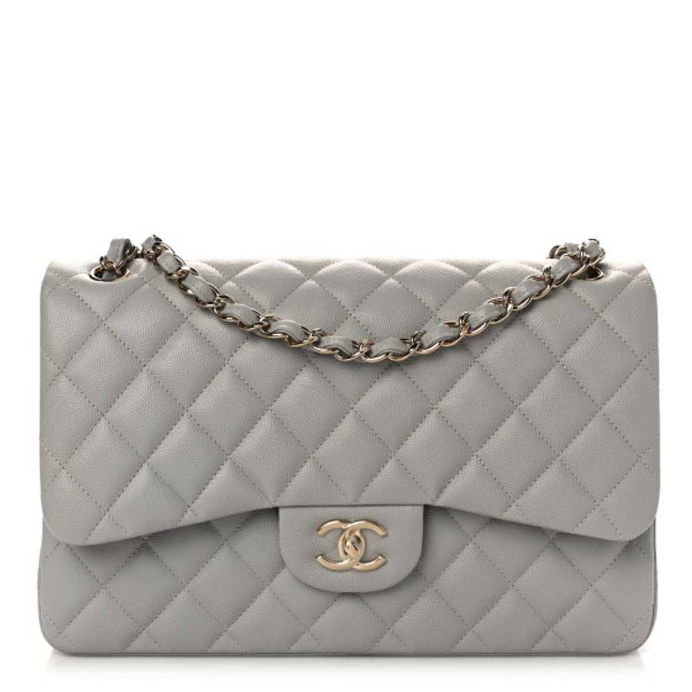 CHANEL Caviar Quilted Jumbo Double Flap Grey - image 1