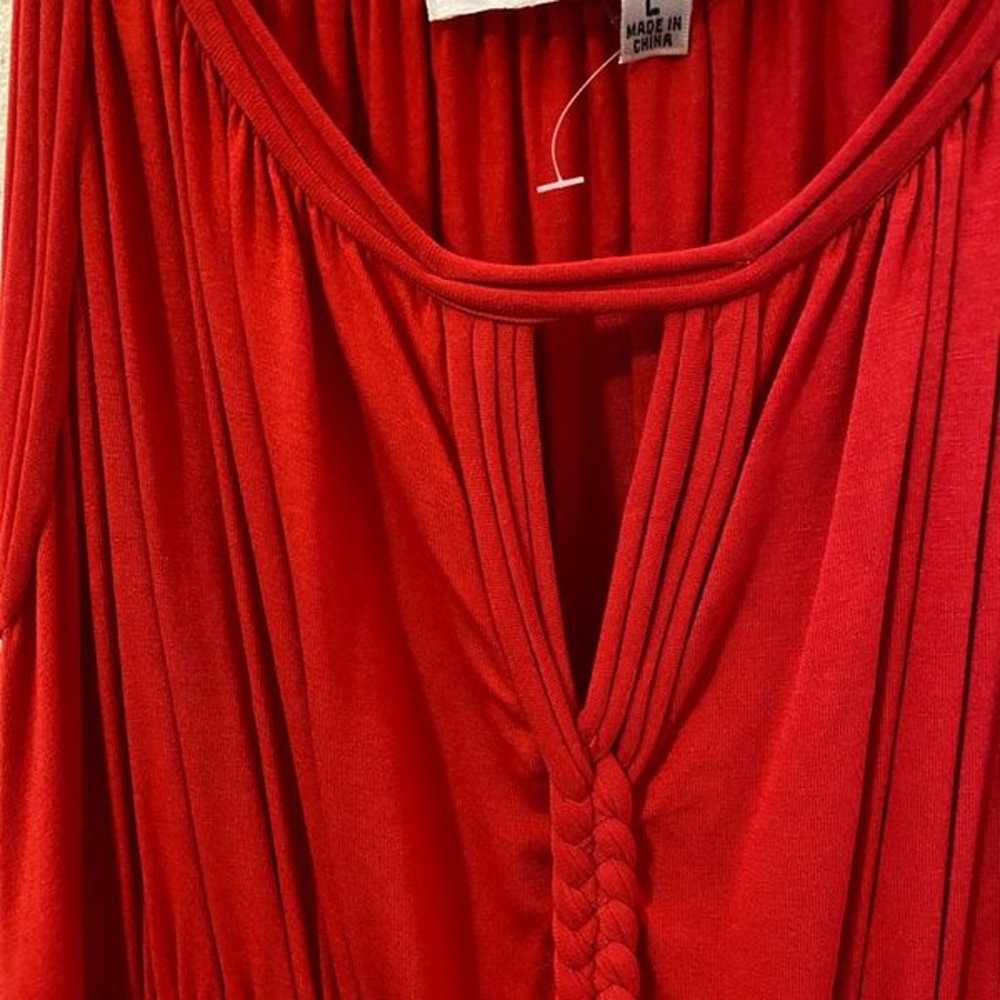 Max Studio Red Sleeveless Peekaboo Braided Long S… - image 4