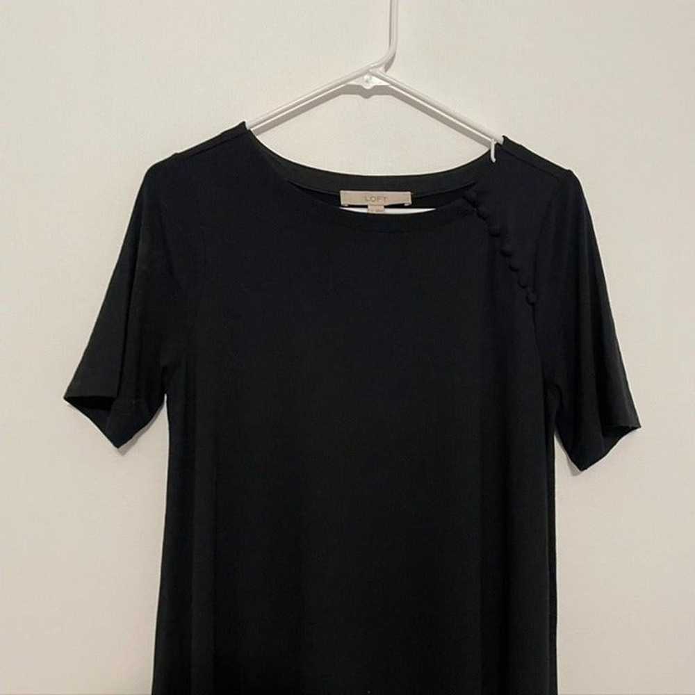 ANN TAYLOR LOFT Black T-Shirt Dress w/ Button Det… - image 2