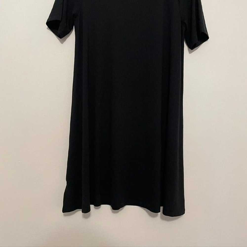 ANN TAYLOR LOFT Black T-Shirt Dress w/ Button Det… - image 3