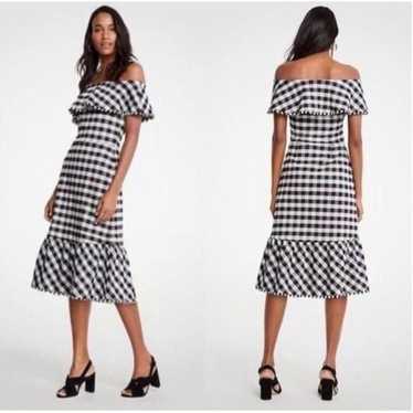 Ann Taylor Black White Gingham Checkered Plaid Of… - image 1