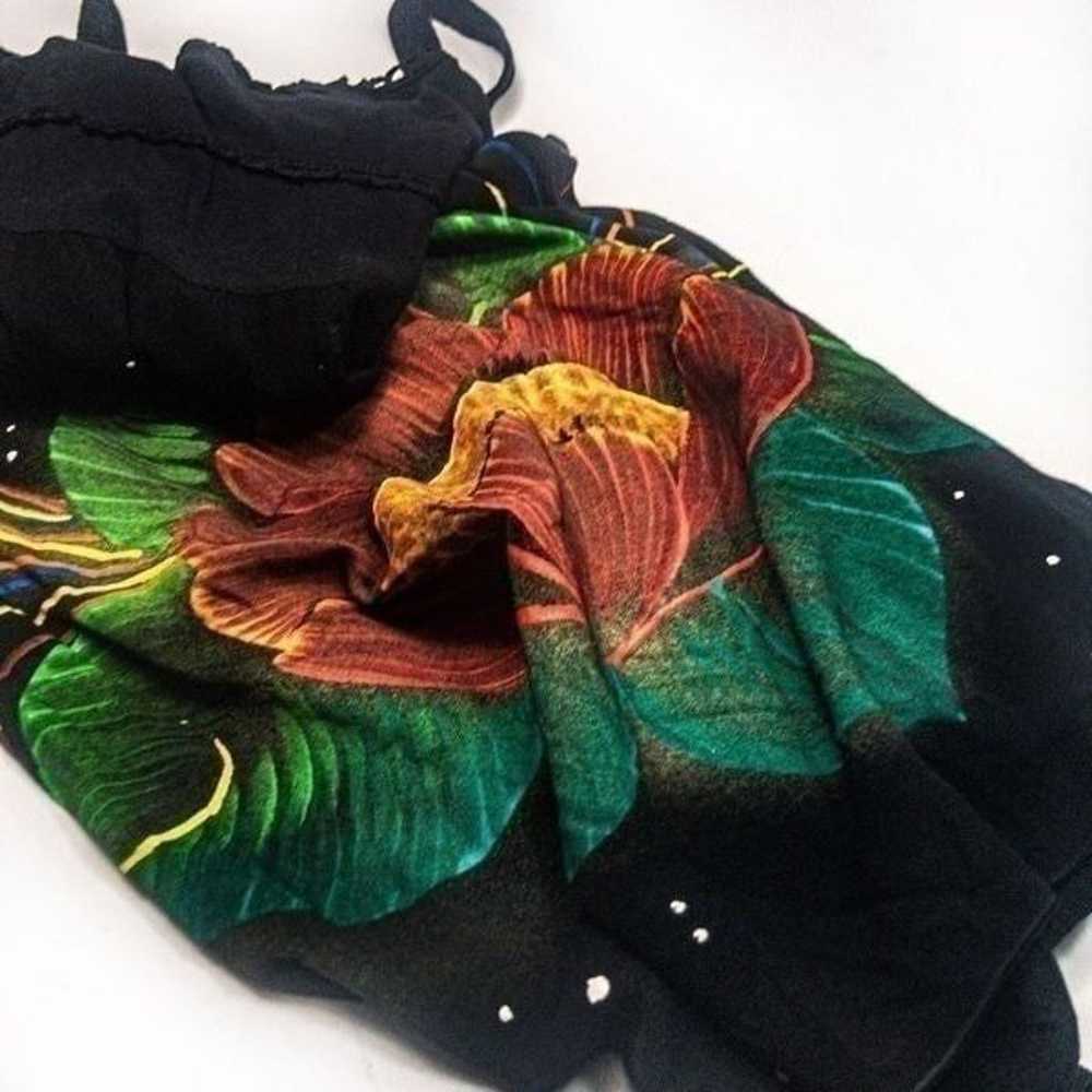 VTG Moda Brasil Black Smocked Sundress Hand Paint… - image 6