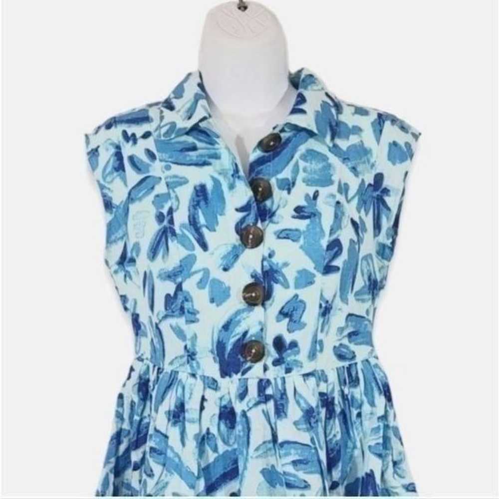 NEW Vero Moda Linen Floral A-line Dress in Cool B… - image 6
