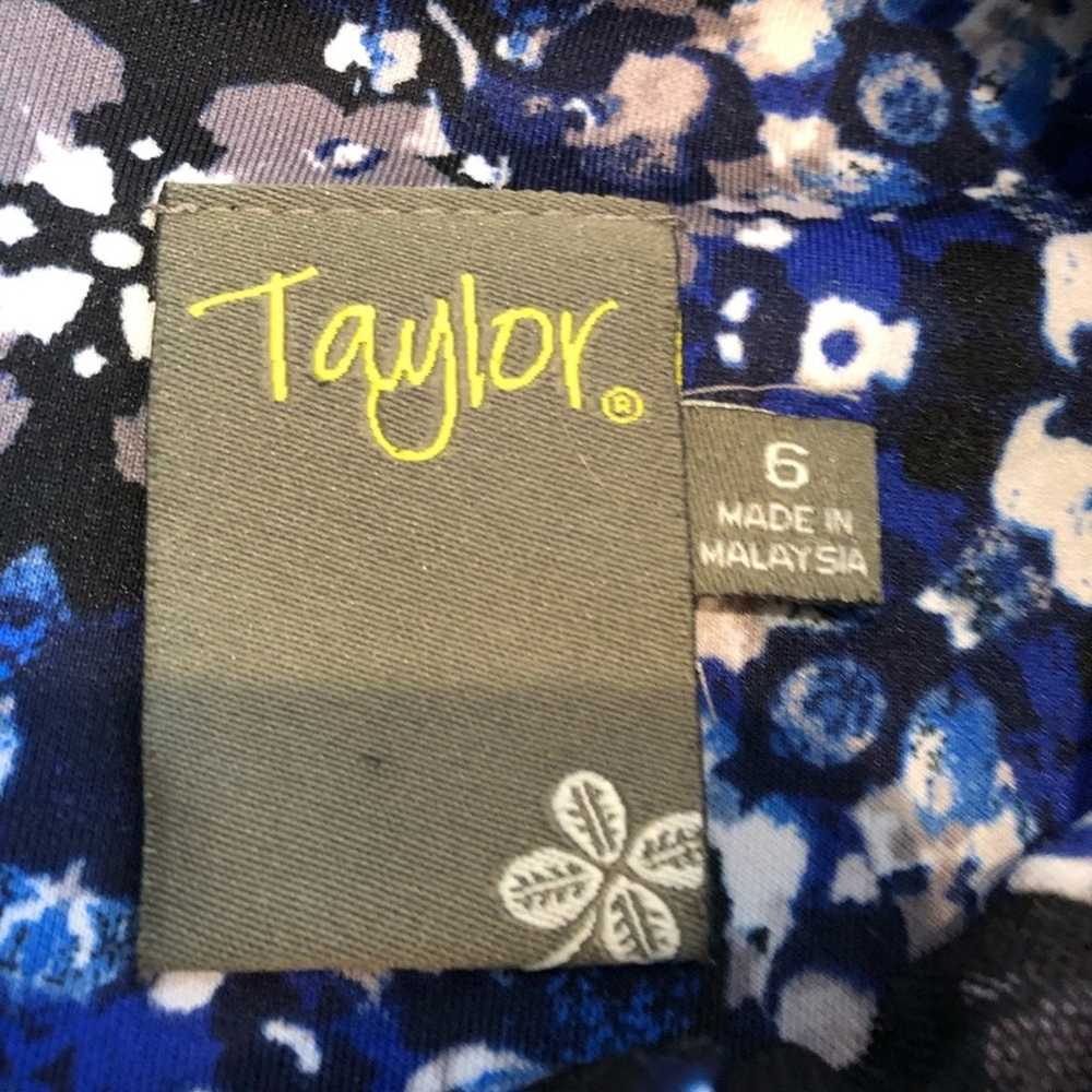 Taylor black blue white floral mesh cutout sheath… - image 11
