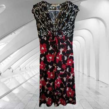 Evan-Picone 4P sleeveless black and red floral pol