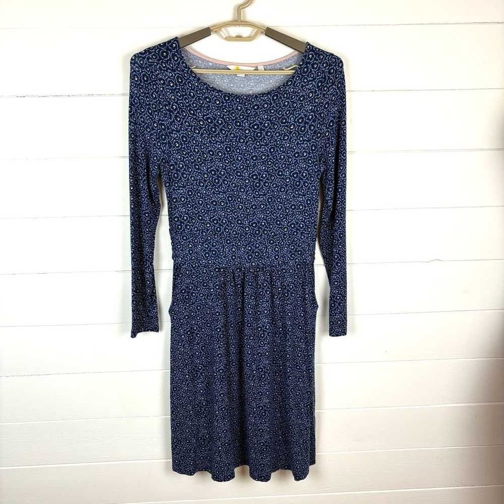 Boden Abigail Jersey Knit Dress US 8 blue floral … - image 1