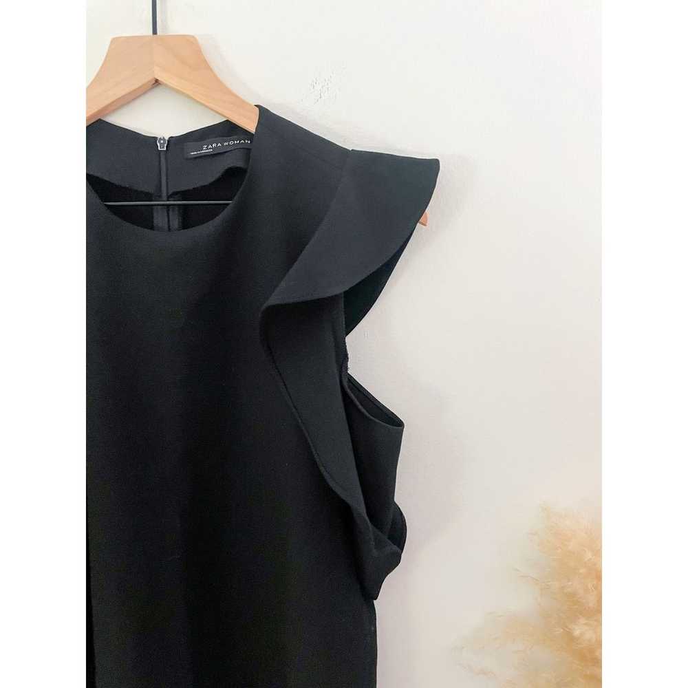 Zara Sleeveless Ruffle Black Sheath Dress Medium … - image 3