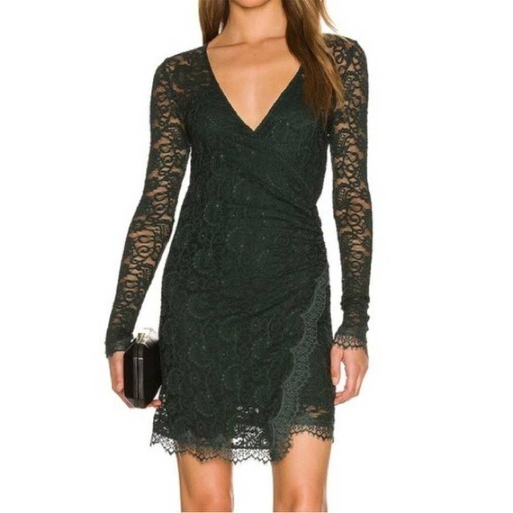 Free People Pearl Lace Ling Sleeve Mini Dress in … - image 1