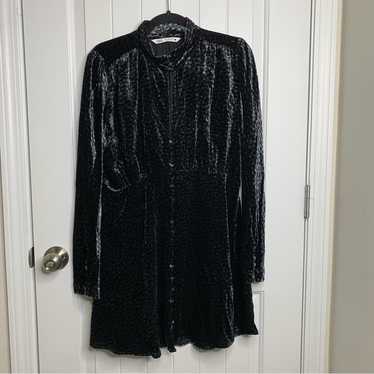 Zara floral black velvet long sleeves dress size l