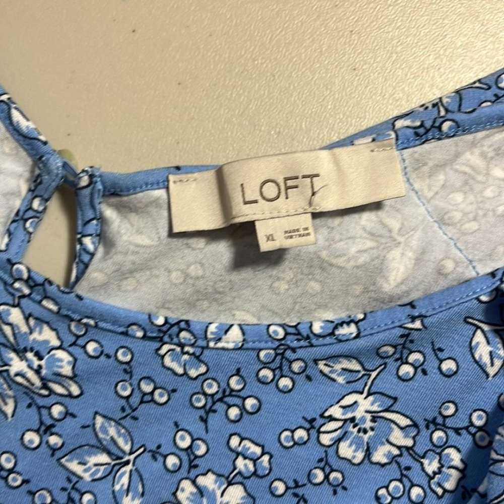 Loft Petite Floral Ruffle V-Back Swing Dress Blue… - image 8