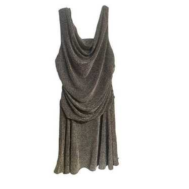 Ashley Stewart black and silver drop waist dress … - image 1