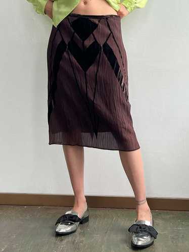 Vintage Velvet Crinkle Skirt - Dark Chocolate