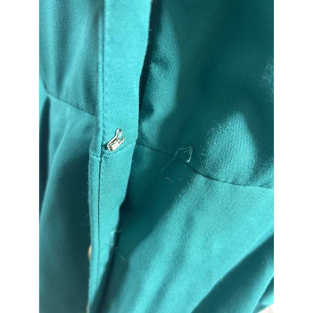 VTG David Benjamin Teal Blue Gold Button Front Sh… - image 8