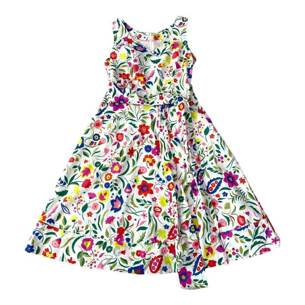 Boden White Floral Folk Pop Jade Dress Size 6 Lin… - image 3