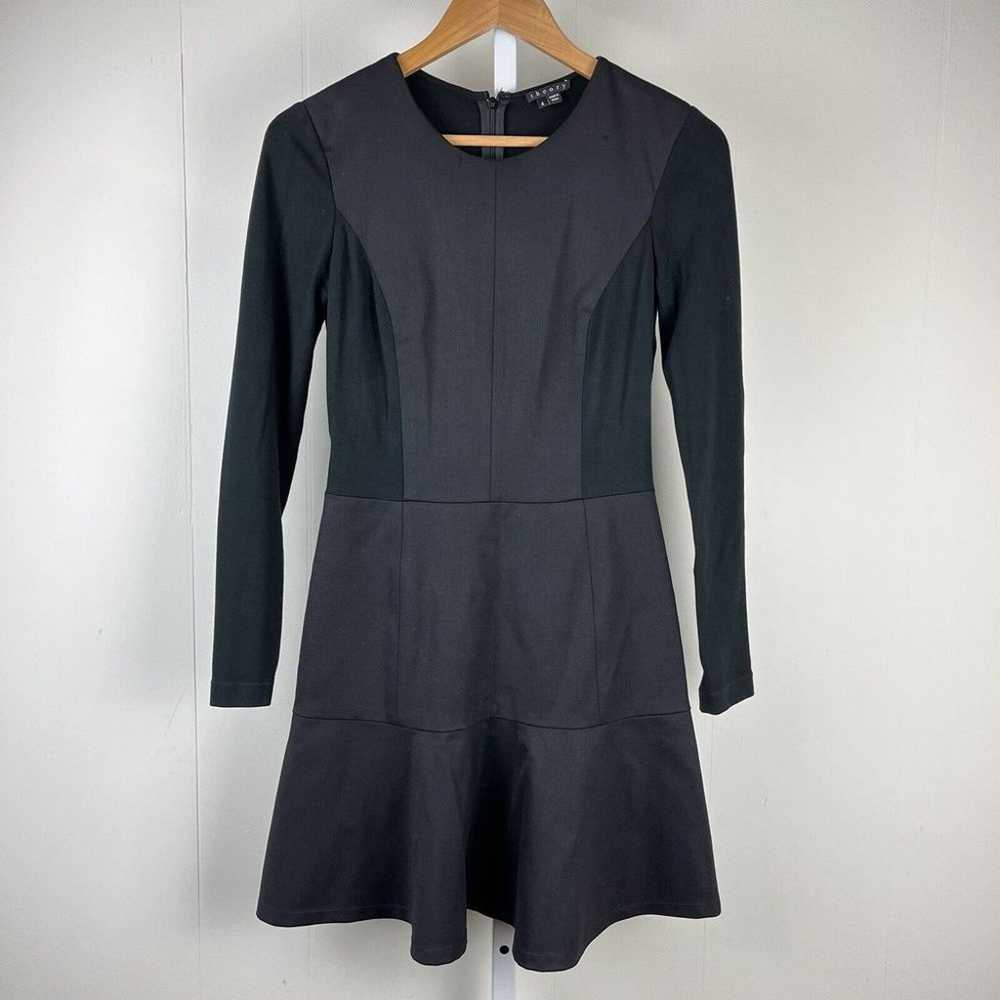 Theory Black Dress Wool Blend Long Sleeve Fit & F… - image 1