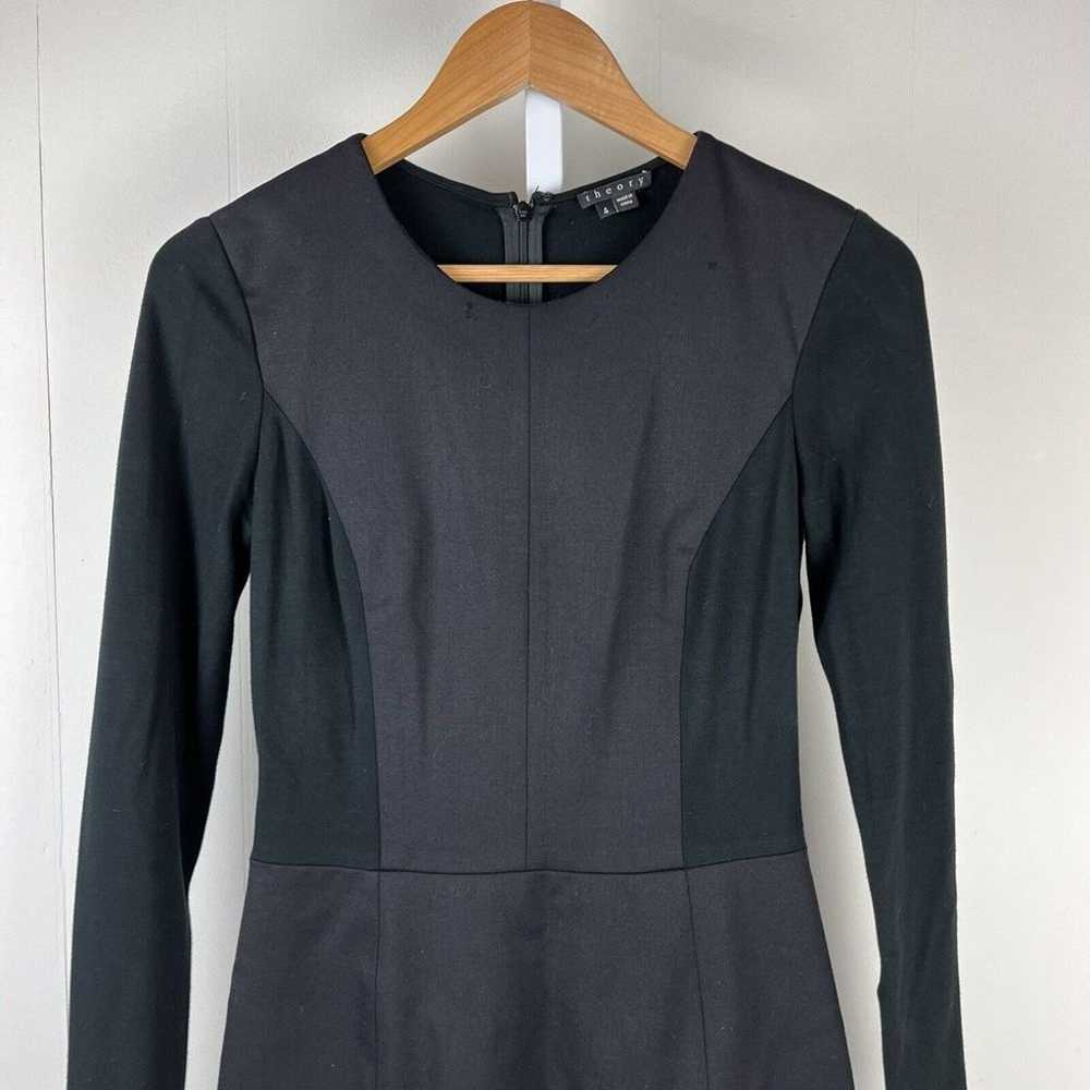 Theory Black Dress Wool Blend Long Sleeve Fit & F… - image 2