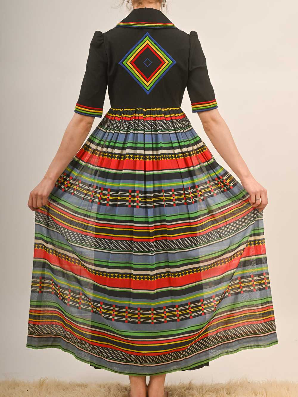 1970s Rainbow Maxi Shirt Dress by Jean Varon Lond… - image 7