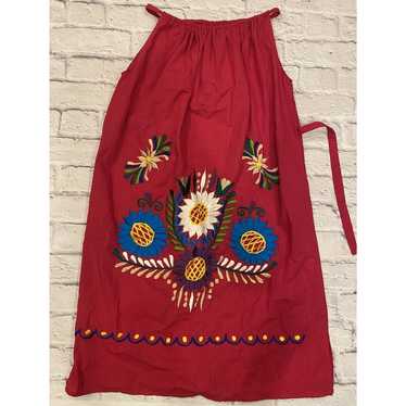 Authentic Hand Sewn Mexican Dress Hot Pink Floral… - image 1