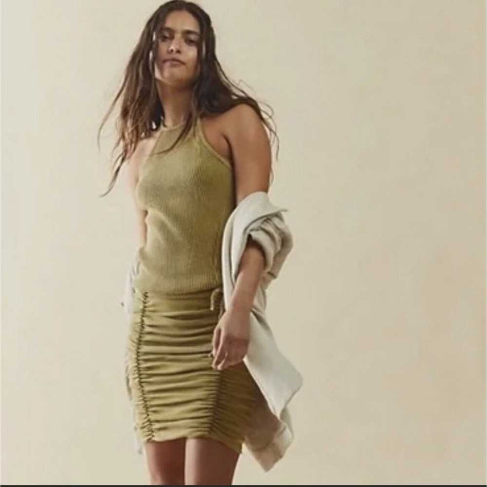 Free People One Kayla Thermal Mini Dress Olive Gr… - image 1