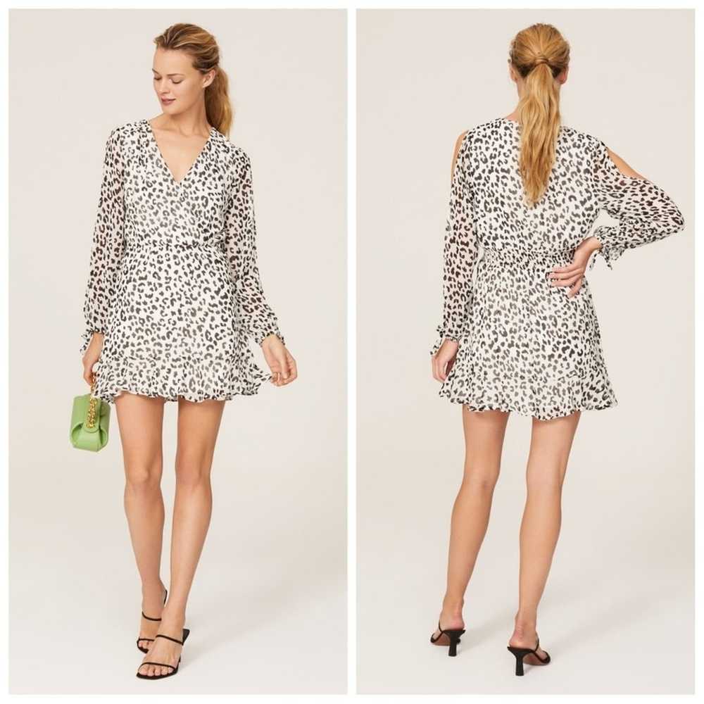 Great Jones White Leopard Print Surplice Dress Si… - image 2