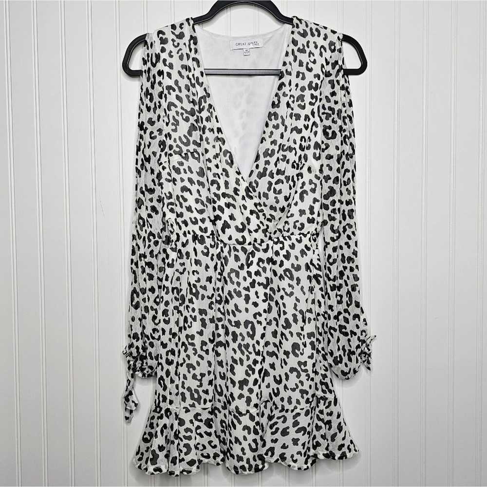 Great Jones White Leopard Print Surplice Dress Si… - image 3
