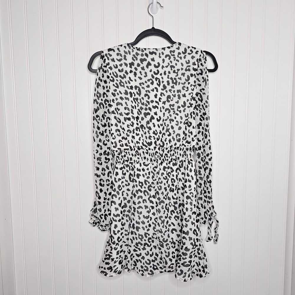 Great Jones White Leopard Print Surplice Dress Si… - image 5