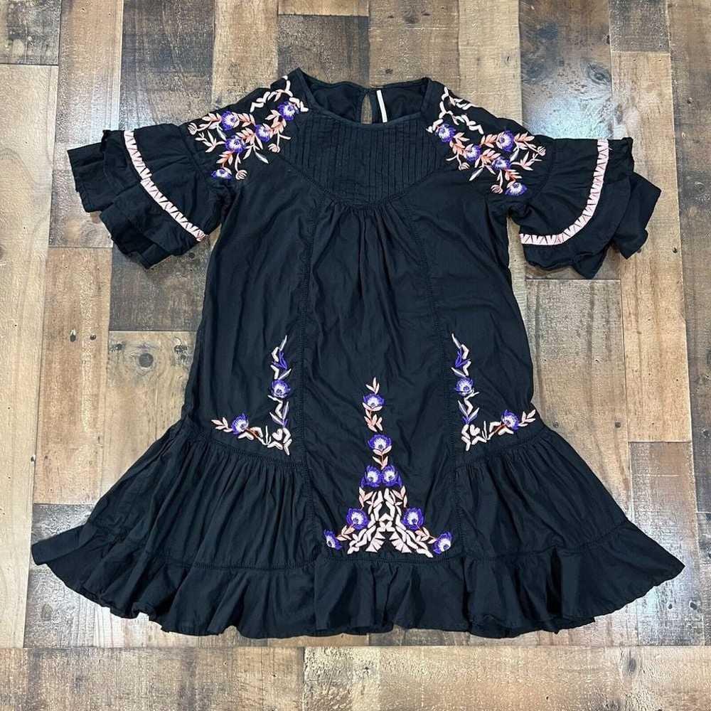 Free People Womens Dress Extra Small Black Floral… - image 1