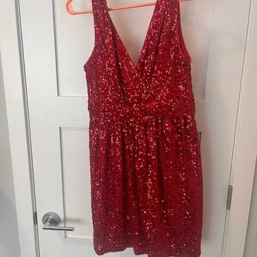 Red sequi mini dress