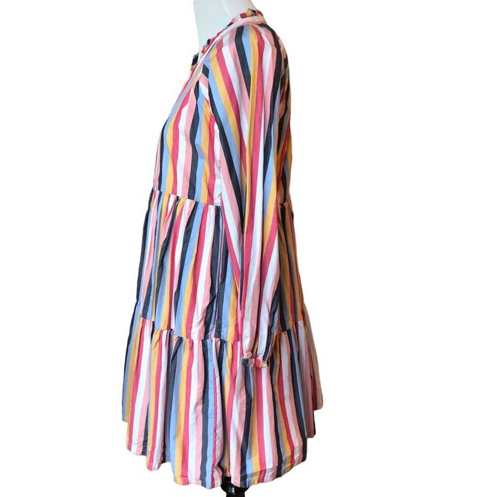 J. Crew Popover tiered  Dress in Striped cotton p… - image 3