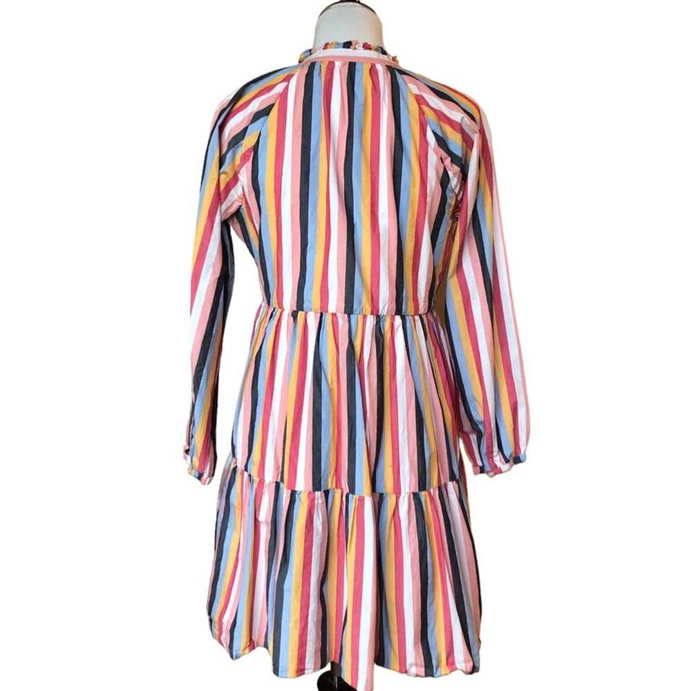 J. Crew Popover tiered  Dress in Striped cotton p… - image 4