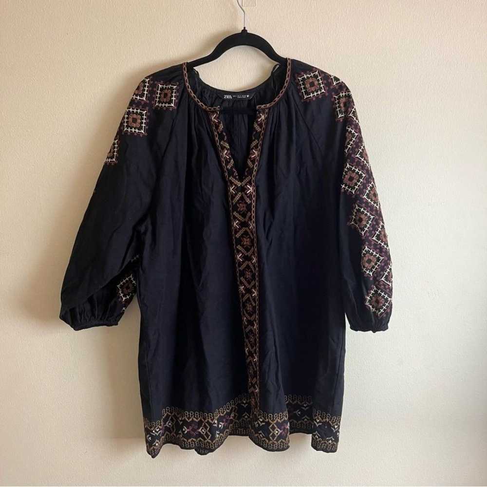 Zara Embroidered Boho Oversize Mini Dress - image 6