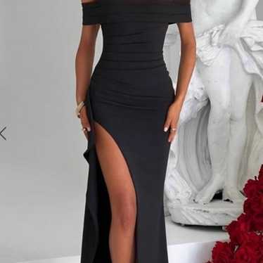 Babyboo black off the shoulder slit long dress - image 1