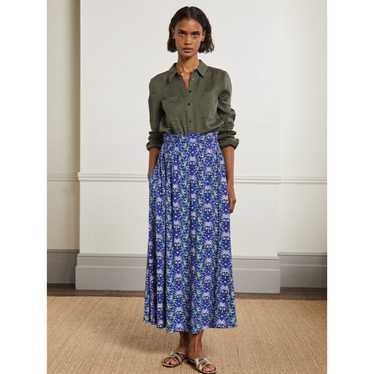 Boden Oriental Palm Print Pull On Maxi Skirt, Blu… - image 1
