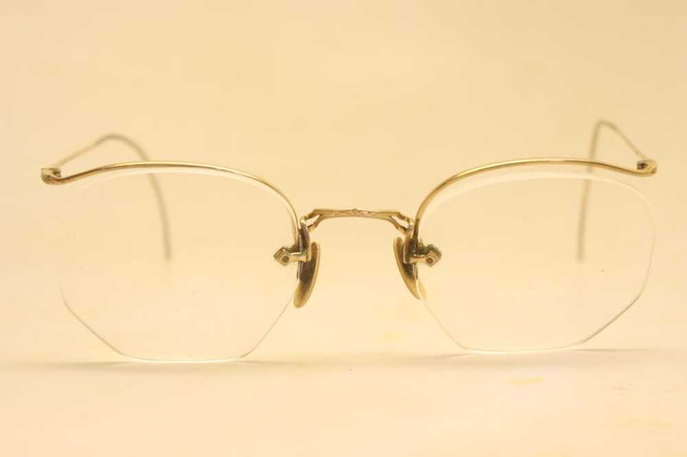 Antique Eyeglasses 1/10 12k Gold Semi Rimless Vin… - image 3