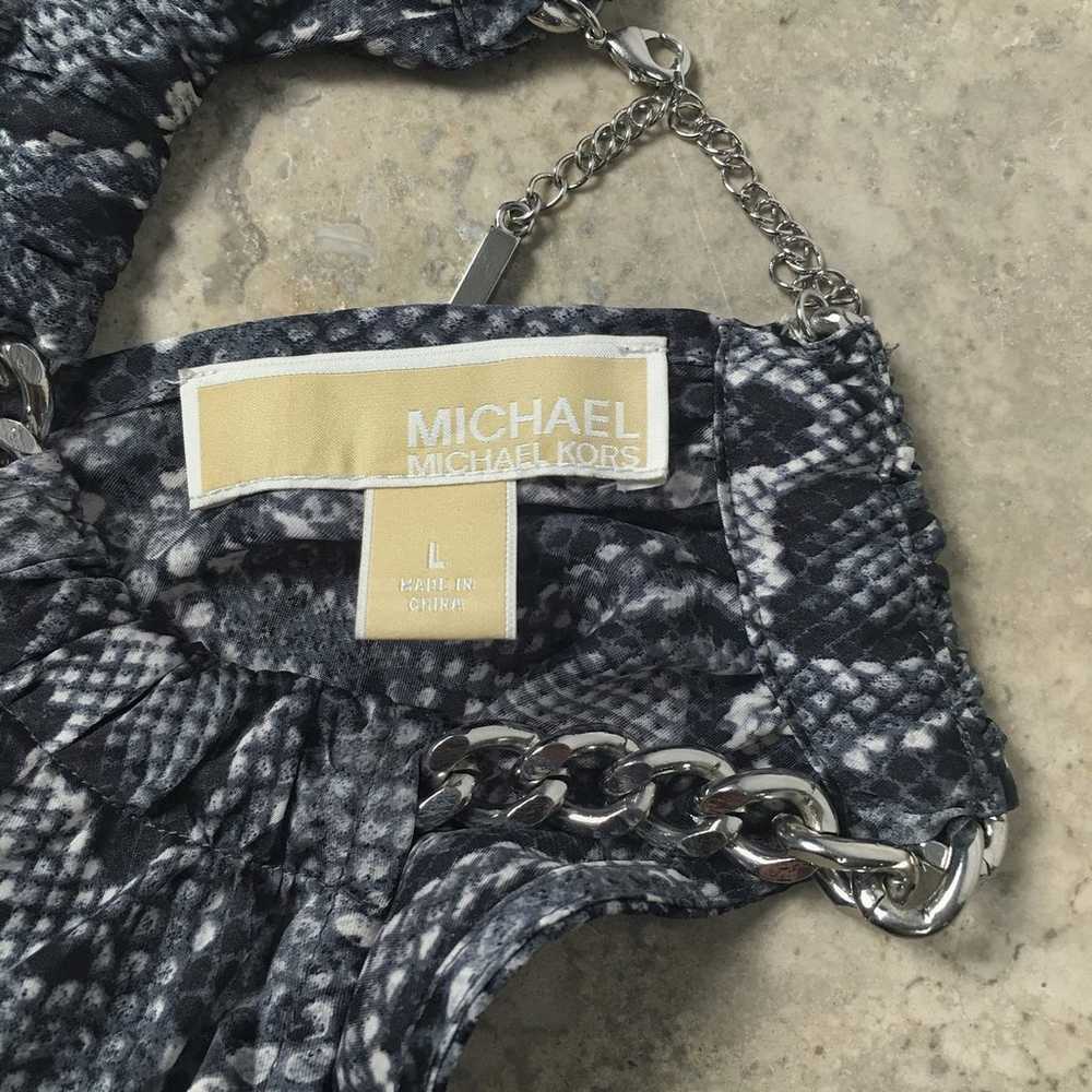 Michael Kors Snakeskin Print Chain Halter Shift M… - image 6