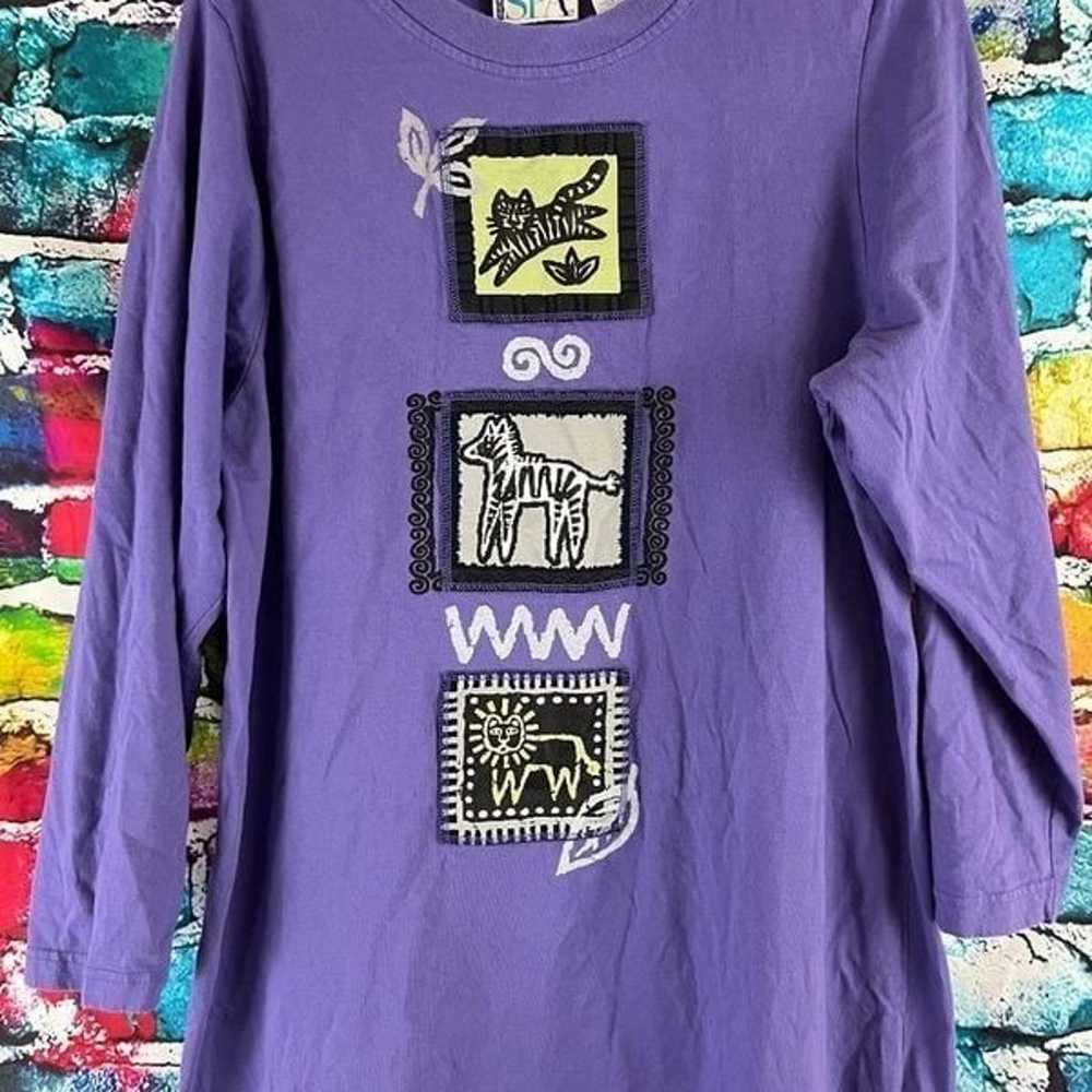 Delicates Spa Purple Safari Cotton Maxi Dress Lio… - image 4