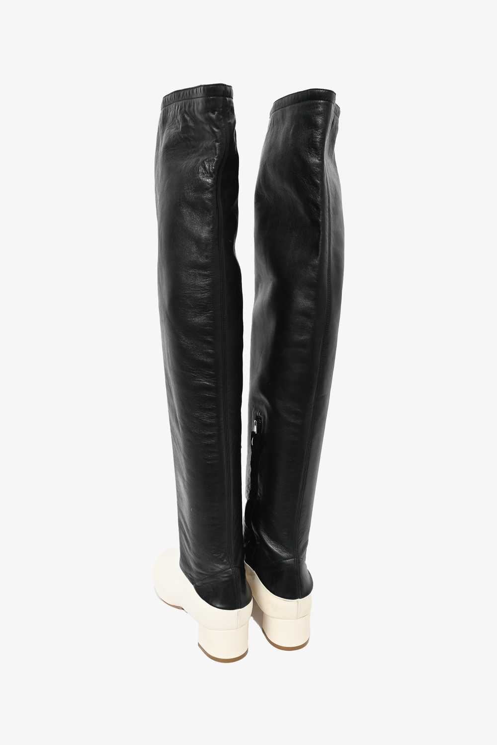 Celine Black/White Leather Knee High Boots Size 36 - image 4