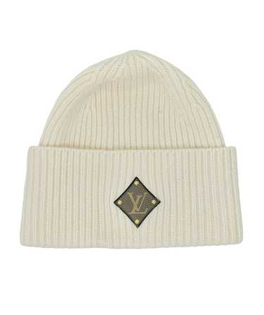 Louis Vuitton Cream Knit Beanie with Leather Logo… - image 1
