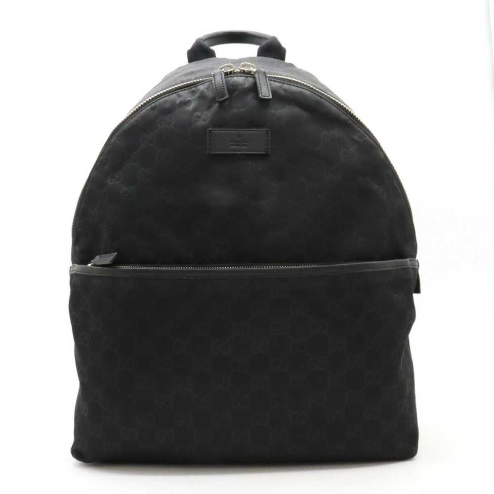 Gucci GUCCI GG nylon backpack, leather, black, 19… - image 1