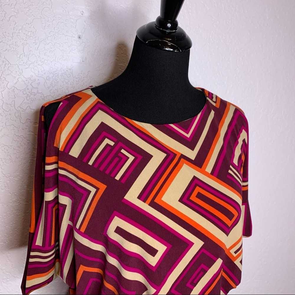 Eliza J purple orange tan geometric dress size 6 - image 3