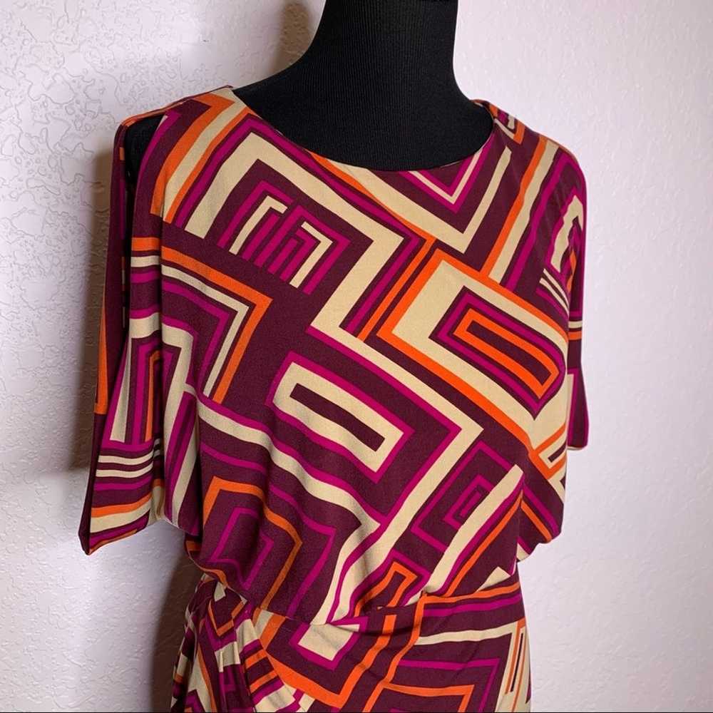 Eliza J purple orange tan geometric dress size 6 - image 4