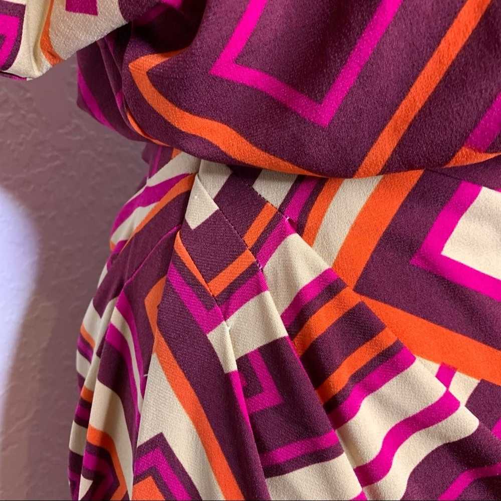 Eliza J purple orange tan geometric dress size 6 - image 6