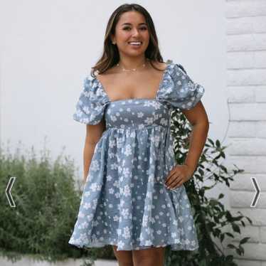 Storia Jenelle Babydoll Blue Floral Mini Dress