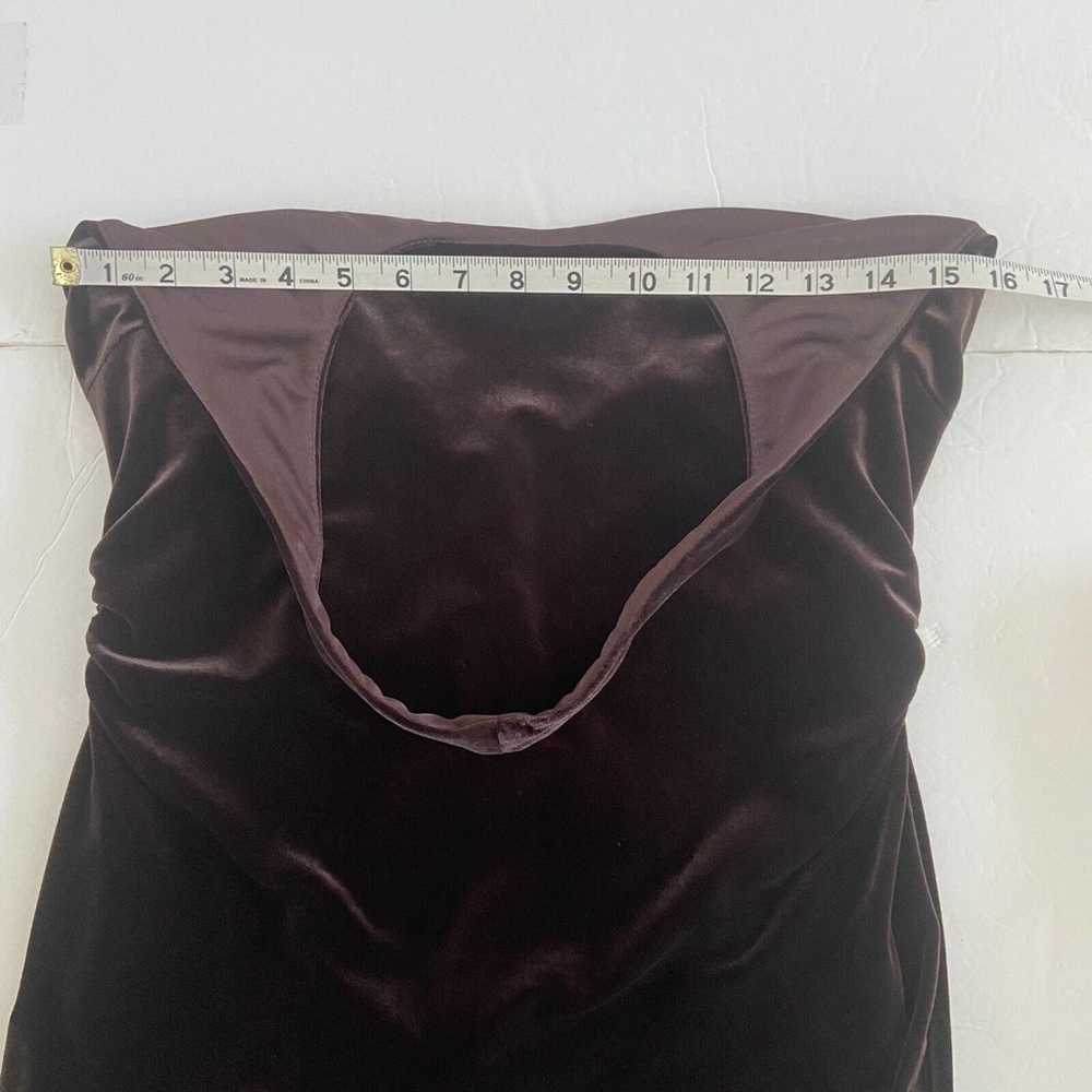 DAVID MEISTER Halter Midi Dress Velvet Brown V-Ne… - image 8