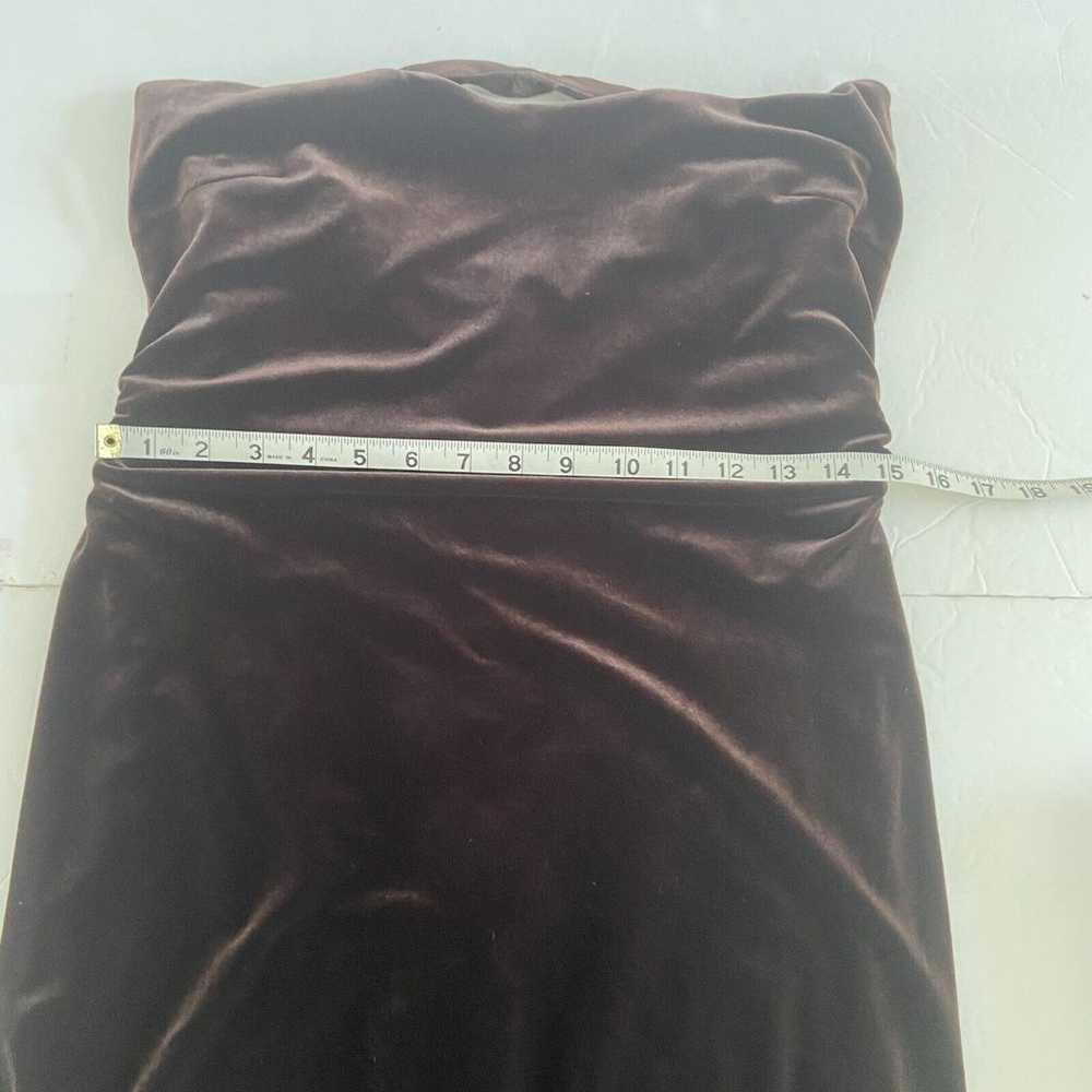 DAVID MEISTER Halter Midi Dress Velvet Brown V-Ne… - image 9