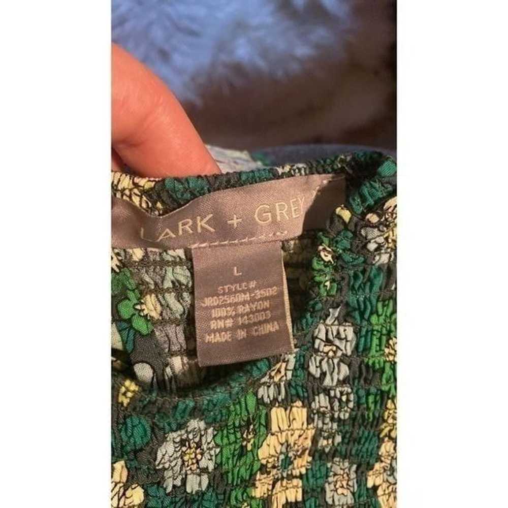 NWOT Lark + Grey Emerald Green Floral Smocked Top… - image 2