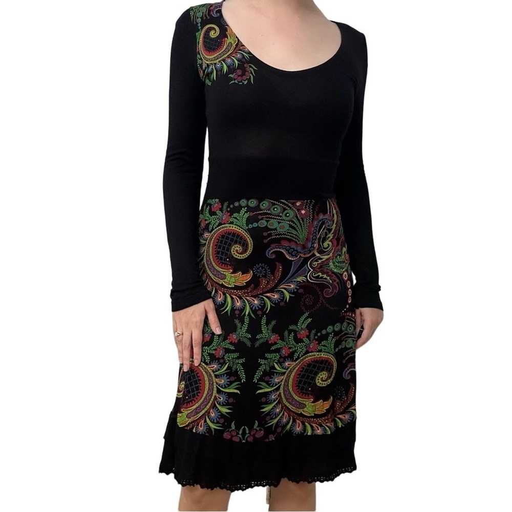 Desigual Dress Long Sleeve Sweater Black Knit Kne… - image 1