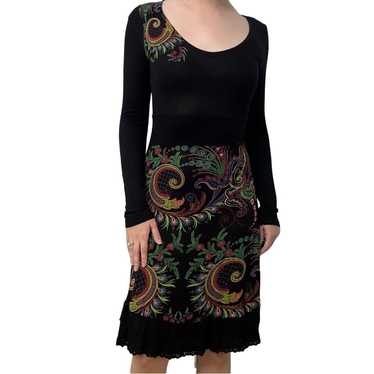 Desigual Dress Long Sleeve Sweater Black Knit Kne… - image 1