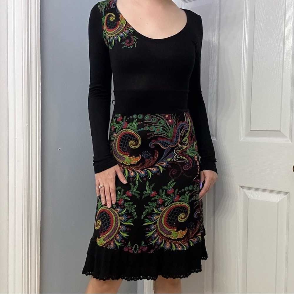 Desigual Dress Long Sleeve Sweater Black Knit Kne… - image 6