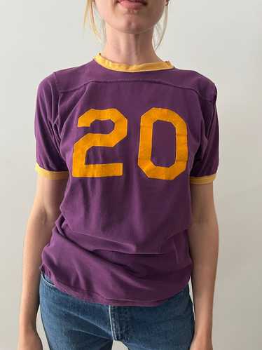60s/70s Purple & Yellow #20 Sports tee - image 1